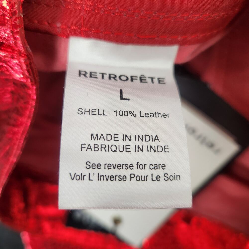 Retrofete Lynx Leather Pant in Metallic Red Size Large NWT Flare - Picture 11 of 12